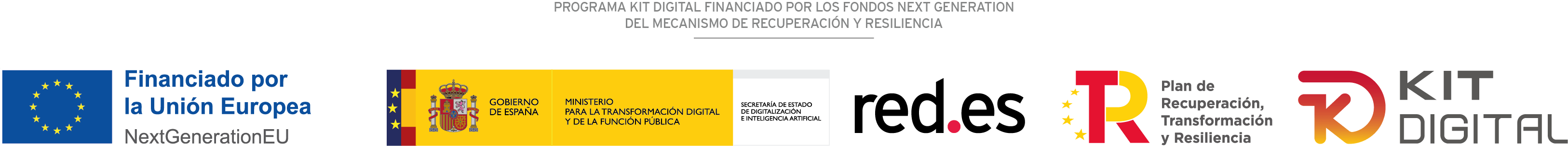 Kit Digital. Gobierno de España, Plan de Recuperación, Transformación y Resiliencia, Red.es y financiación de la Unión Europea – NextGenerationEU