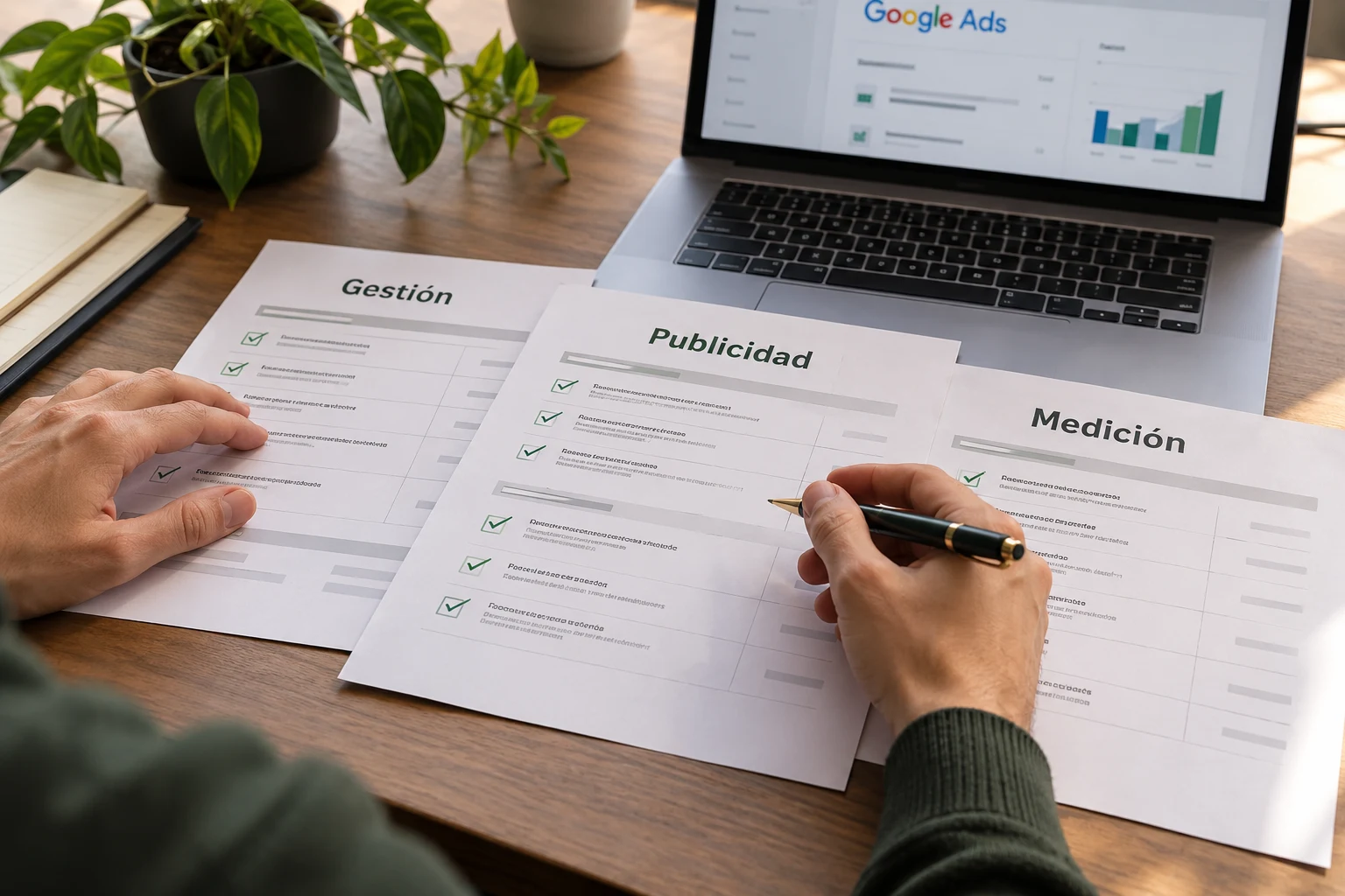Presupuestos de Google Ads comparados por gestión, inversión publicitaria y medición.