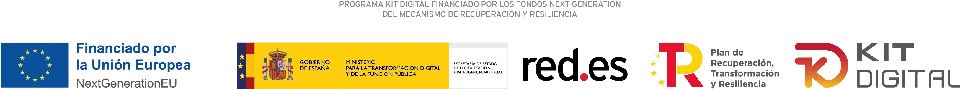 Kit Digital. Gobierno de España, Plan de Recuperación, Transformación y Resiliencia, Red.es y financiación de la Unión Europea – NextGenerationEU